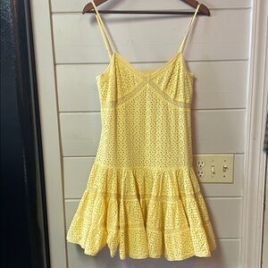 Needle And Thread Needle Work Floral Eyelet Mini Dress Yellow Size 8.